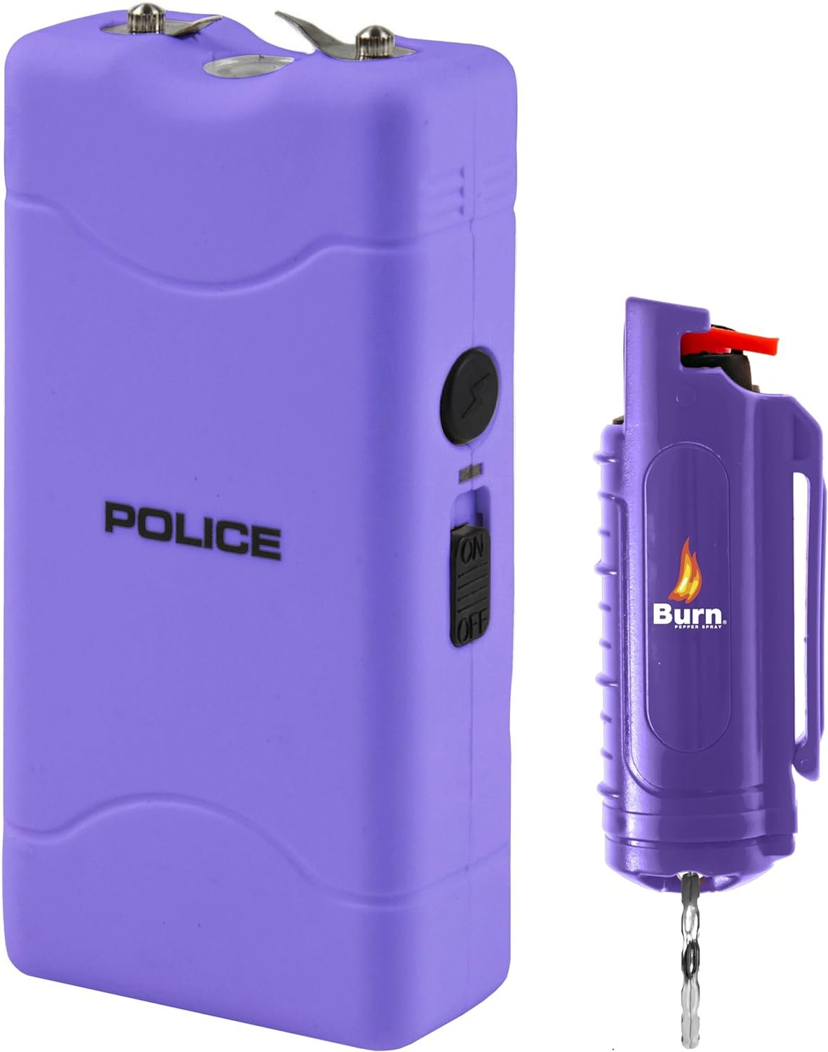 Police Stun Gun Burn Pepper Spray Combo Women Men Self Defense - 800 Purple