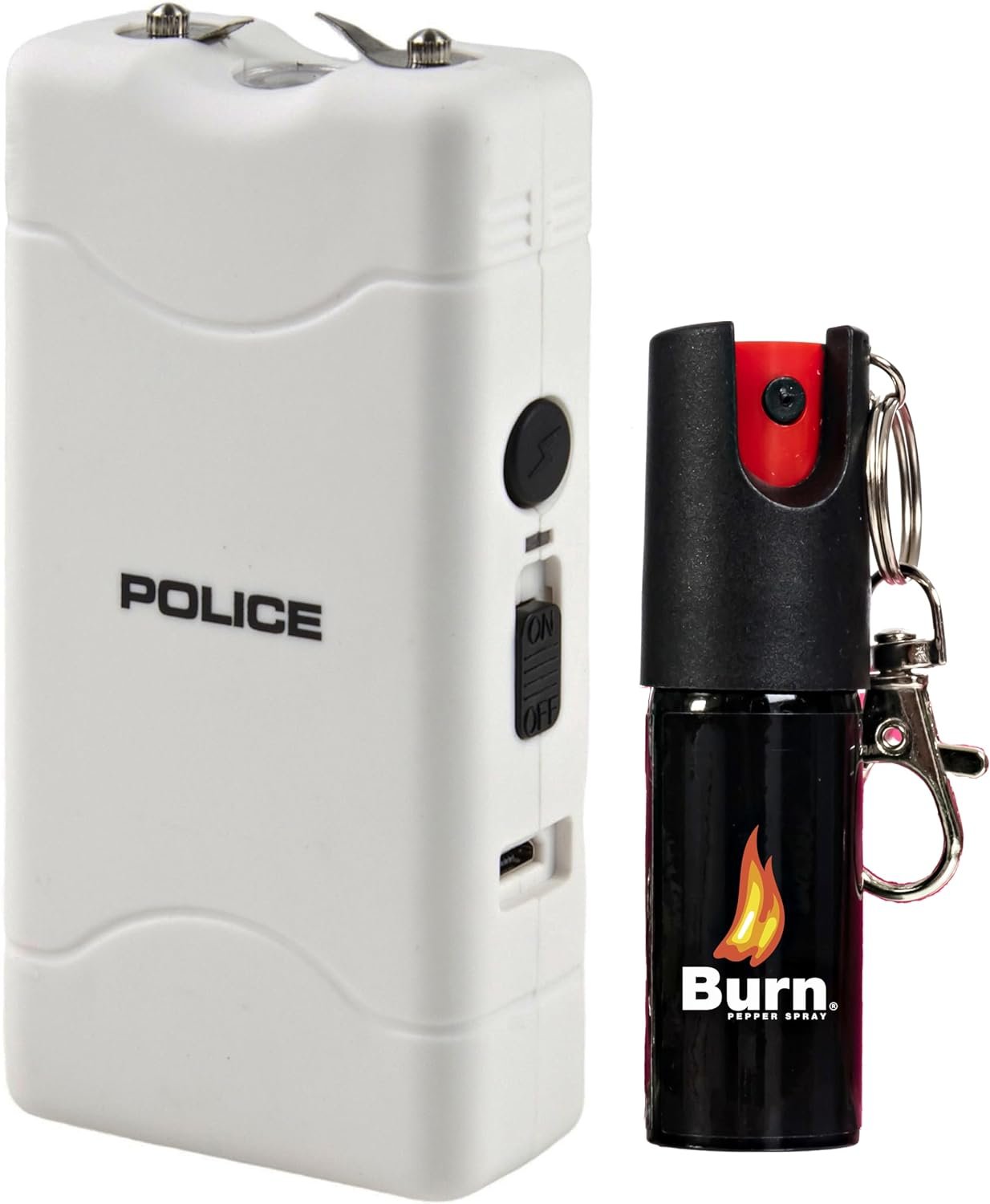 Police Stun Gun Burn Pepper Spray Combo Women Men Self Defense - 800 White