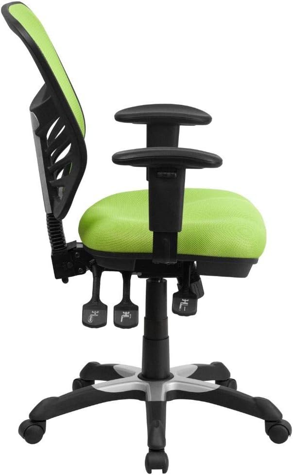 Flash Furniture Nicholas Mid-Back Black Mesh Multifunction Executive Swivel Ergonomic Office Chair with Adjustable Arms