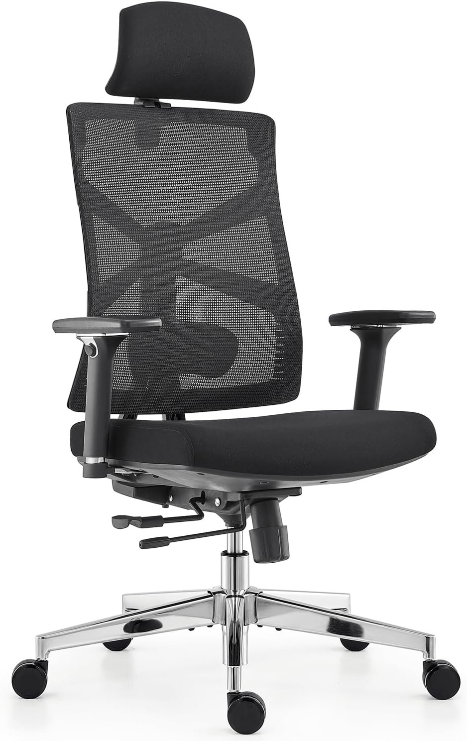 HOLLUDLE Ergonomic Office Chair with Adaptive Backrest, High Back Computer Desk Chair with 4D Armrests, Adjustable Seat Depth, Lumbar Support and 2D Headrest, Swivel Task Chair, Black