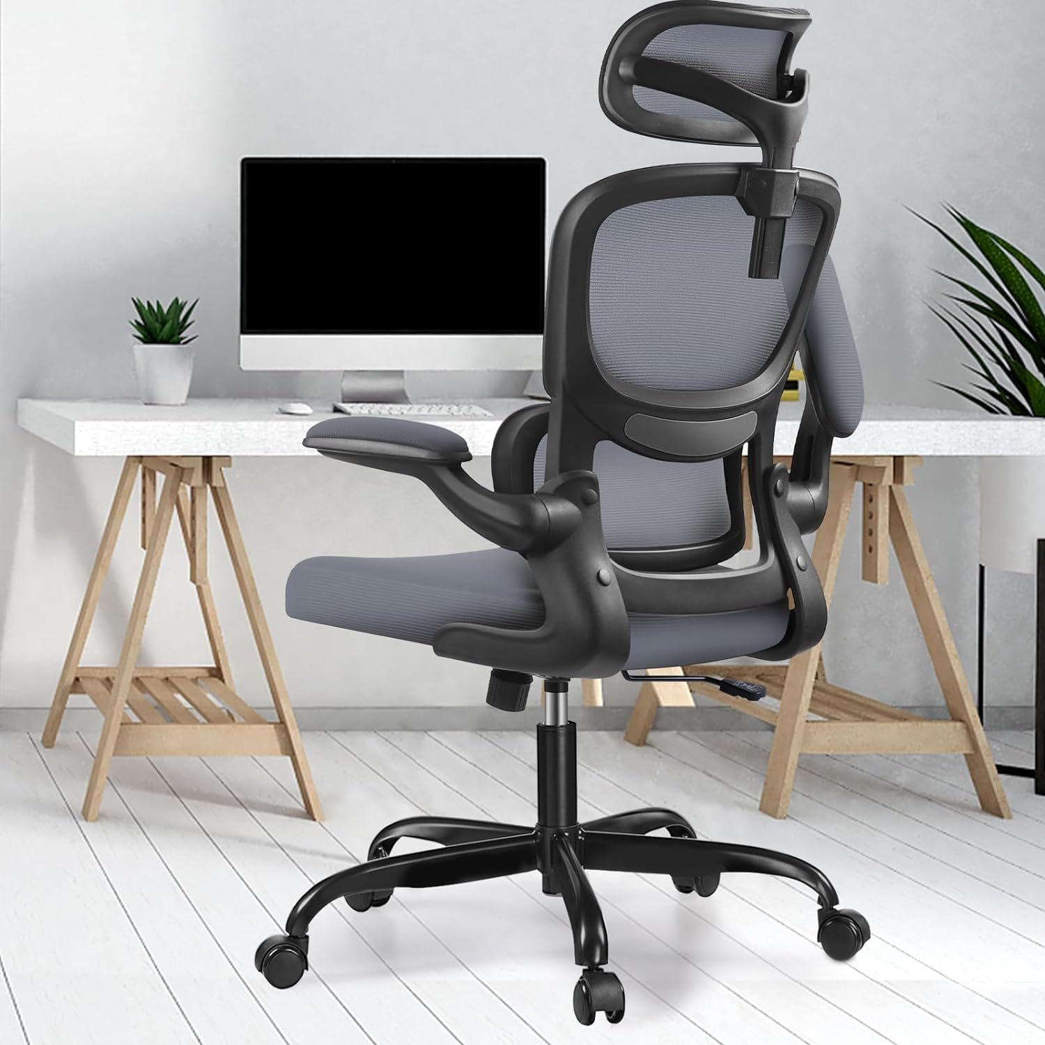 Razzor Ergonomic Office Chair, High Back Mesh Desk Chair with Lumbar Support and Adjustable Headrest, Computer Gaming Chair, Executive Swivel Chair for Home Office