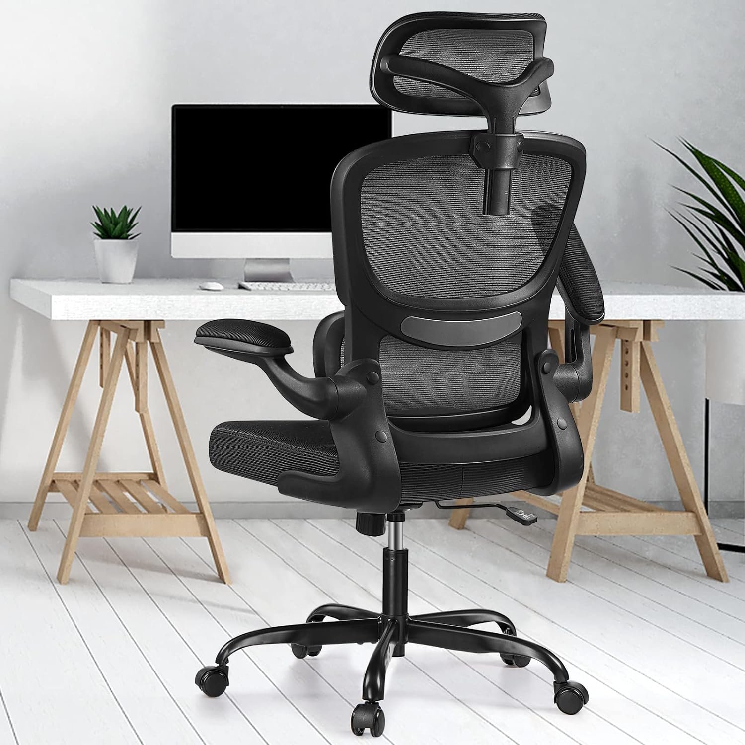 Razzor Ergonomic Office Chair, High Back Mesh Desk Chair with Lumbar Support and Adjustable Headrest, Computer Gaming Chair, Executive Swivel Chair for Home Office
