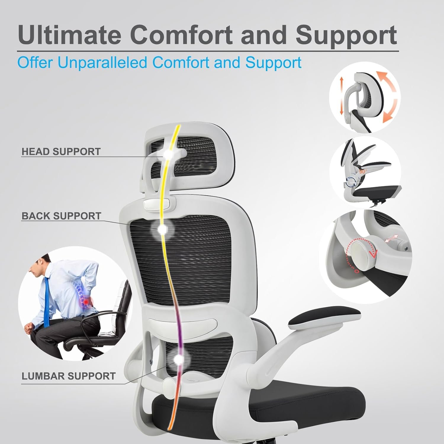 TRALT Office Chair Ergonomic Desk Chair, 330 LBS Home Mesh Office Desk Chairs with Wheels, Comfortable Gaming Chair, High Back Office Chair for Long Hours, Office Chair for Study and Work (Black)