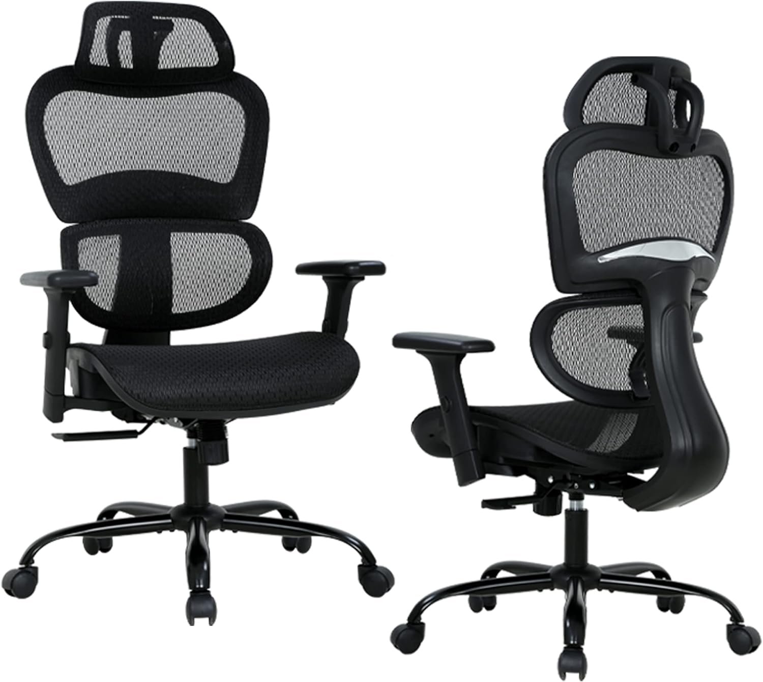 Home Office Chair Mesh Desk Chair Ergonomic Office Chair with 3D Arms Back Lumbar Support Swivel Rolling Task Chair(Black)