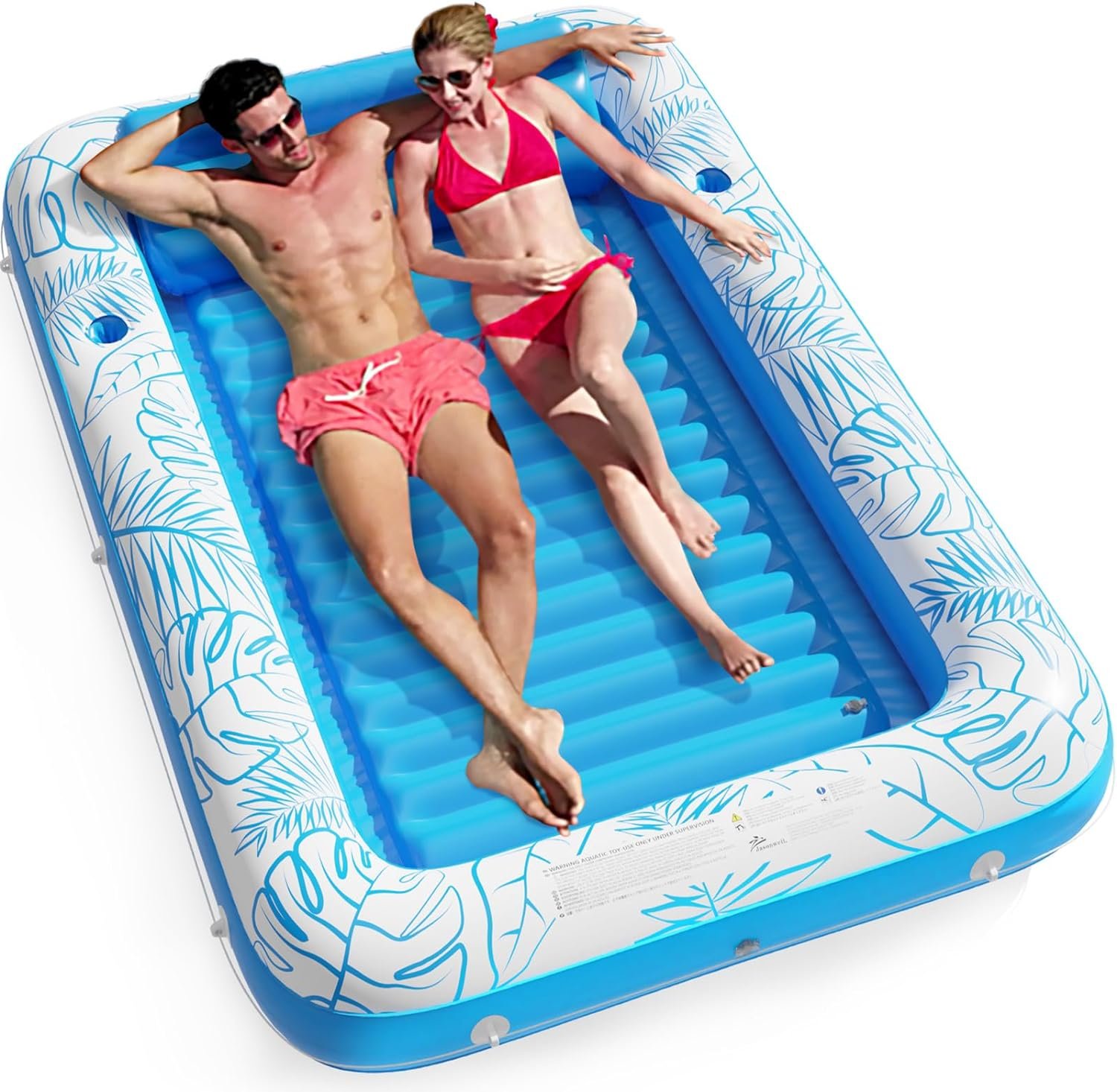 Inflatable Tanning Pool Lounger Float - Jasonwell 4 in 1 Sun Tan Tub Sunbathing Pool Lounge Raft Floatie Toys Water Filled Bed Mat Pad for Adult Blow Up Kiddie Pool Kids Ball Pit Pool (L)
