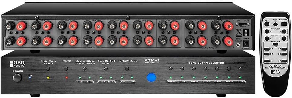 OSD Audio 7-Zone Automatic Speaker Selector – Dual Source and Remote Control – ATM7