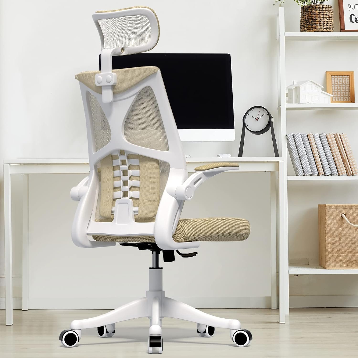 Ergonomic Office Chair - Comfy Desk Chairs with Wheels and Arms, 350LB Heavy Duty Mesh Computer Chairs with Comfortable Head Lumbar Back Support for Office, Bedroom, Study, College Dorm