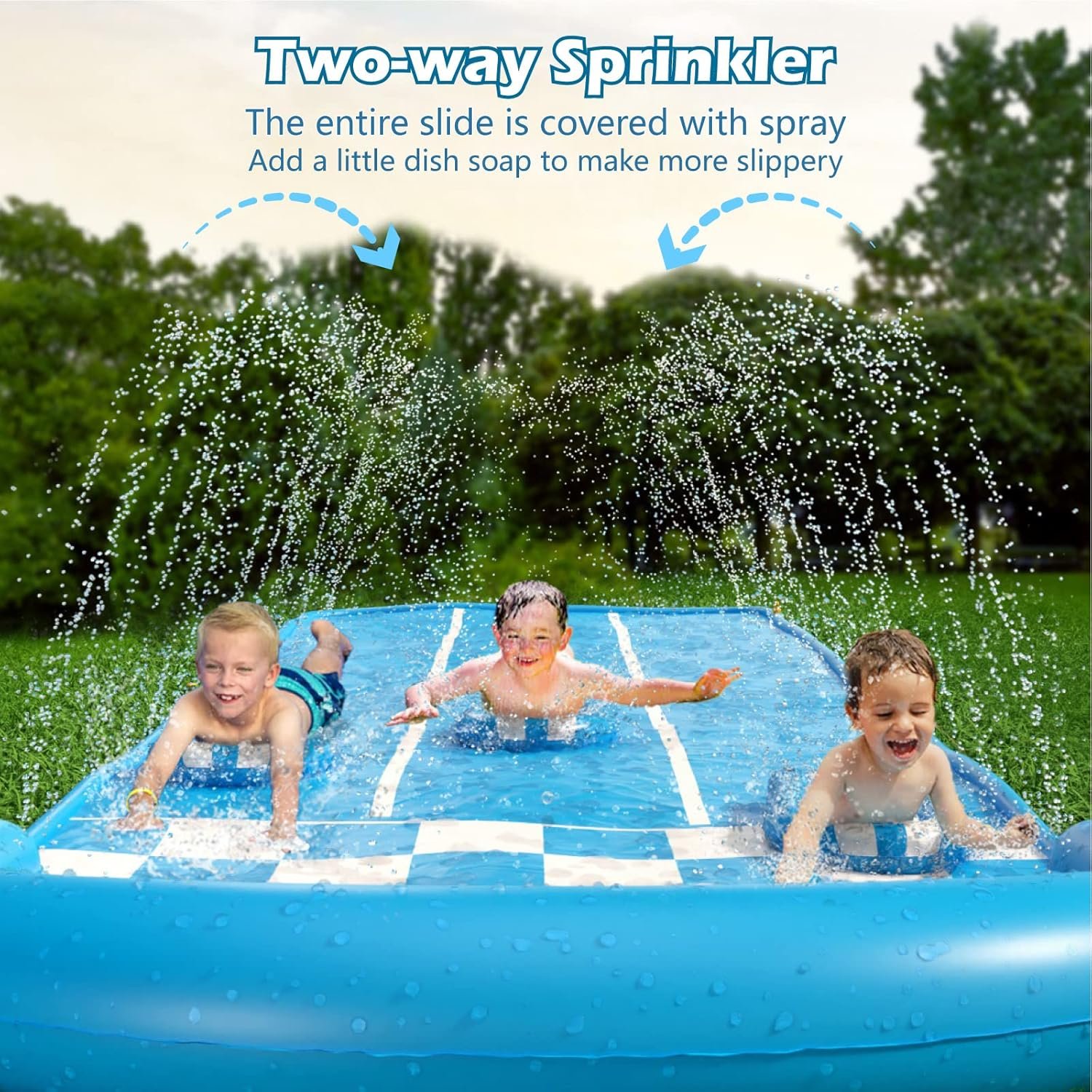 Jasonwell Slip and Slide Lawn Toy - Lawn Water Slides Summer Slip Waterslide for Kids Adults 20ft Extra Long with Sprinkler N 3 Bodyboards Backyard Games Outdoor Splash Water Toys Outside Play Park