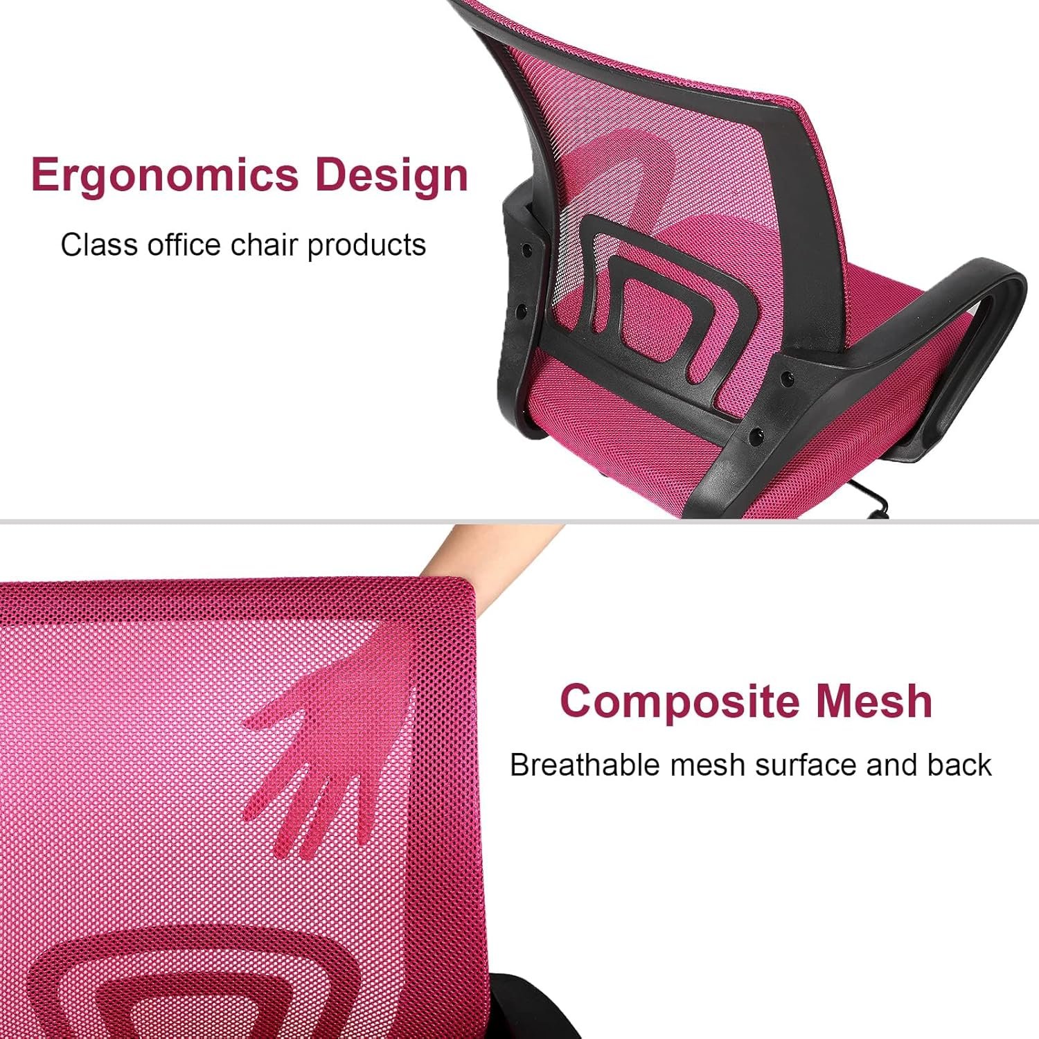 Office Chair,Ergonomic Mesh Computer Chair with Wheels and Arms and Lumbar Support Adjustable Height Study Chair