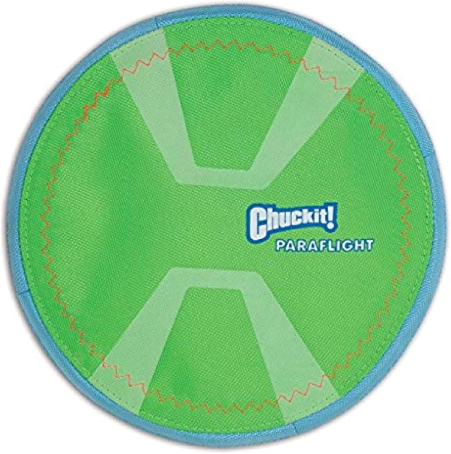 Chuckit Max Glow Paraflight Flying Disc Dog Toy, Large (9.75), Green And White