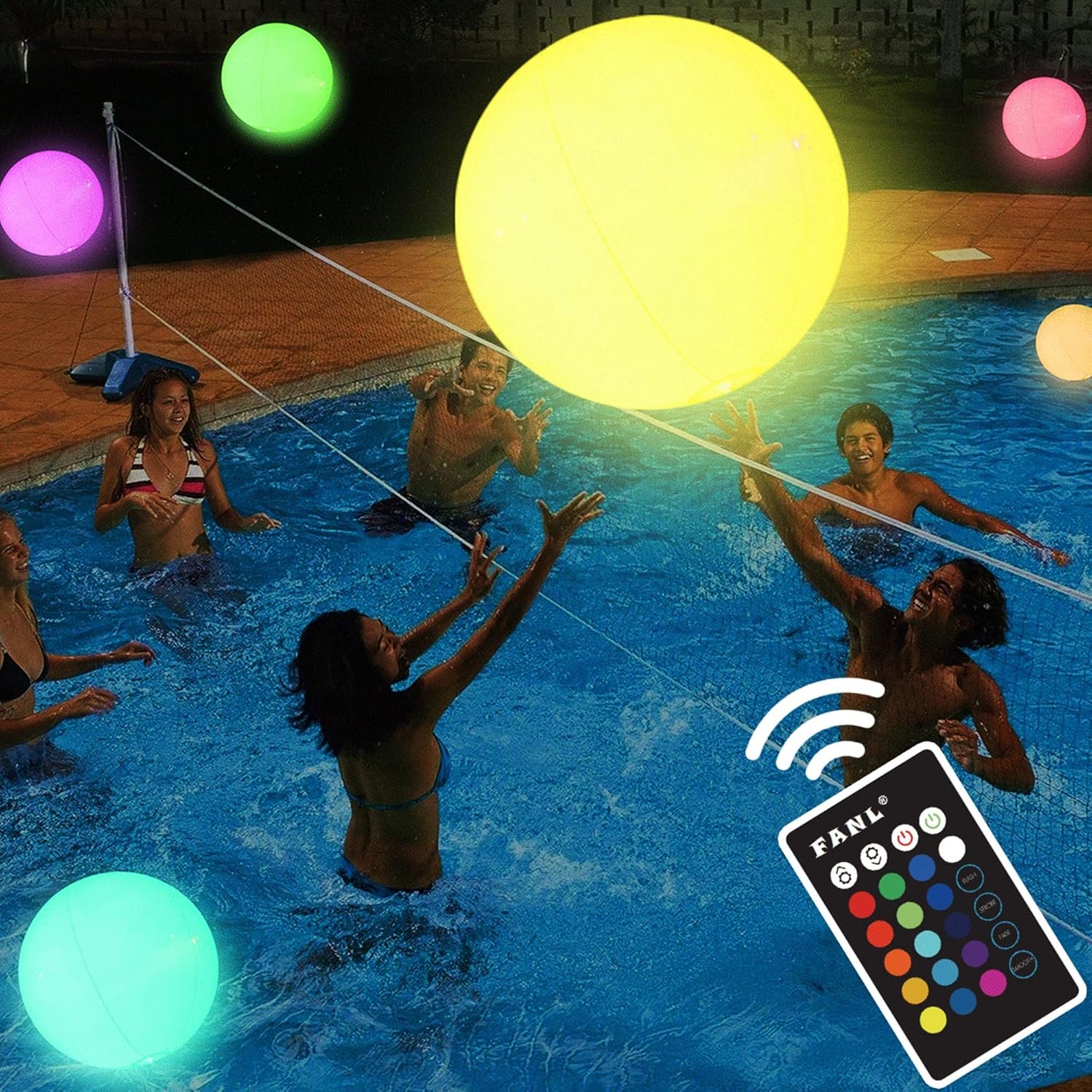 Pool Toys - LED Beach Ball with Remote Control - 16 Colors Lights and 4 Light Modes, 100ft Control Distance - Outdoor Beach Party Games for Kids Adults, Pool Patio Garden Decorations (1PCS).