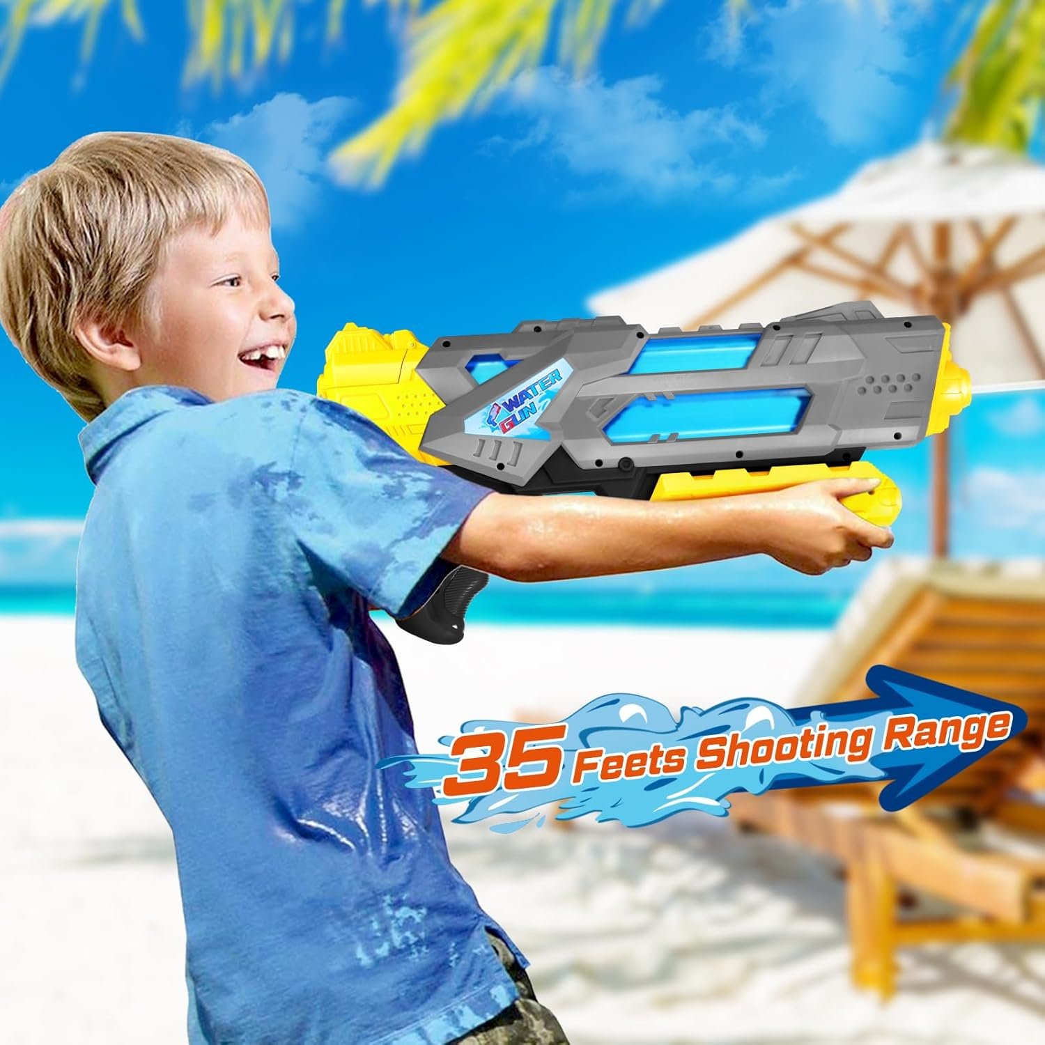 Super Water Guns for Kids Adults - 2 Pack Super Water Blaster Soaker Squirt Guns 1200cc with Excellent Range - Ideas Gift Toys for Summer Outdoor Swimming Pool Beach Sand Water Fighting Play