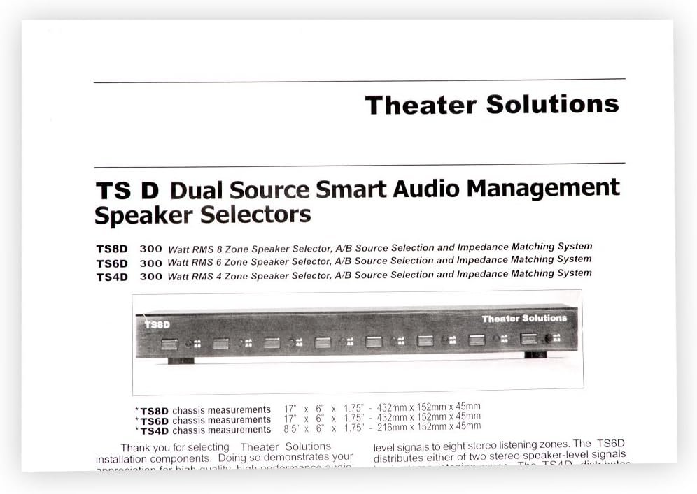 Theater Solutions TS4 Four Zone Speaker Selector Box with Ohm Protection 4 Pair Speaker Switcher, Black