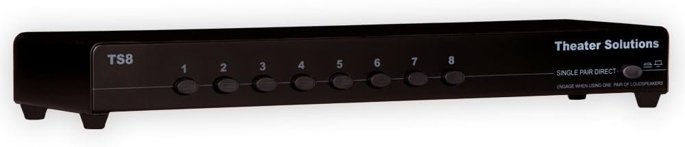 Theater Solutions TS8 Eight Zone Speaker Selector Box with Ohm Protection 8 Pair Speaker Switcher, Black