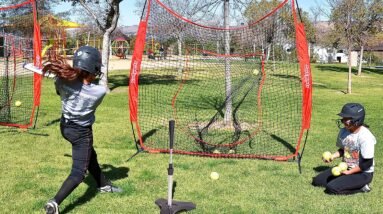 gosports 7 ft x 7 ft baseball softball practice hitting pitching net with bow type frame carry bag and strike zone great 2