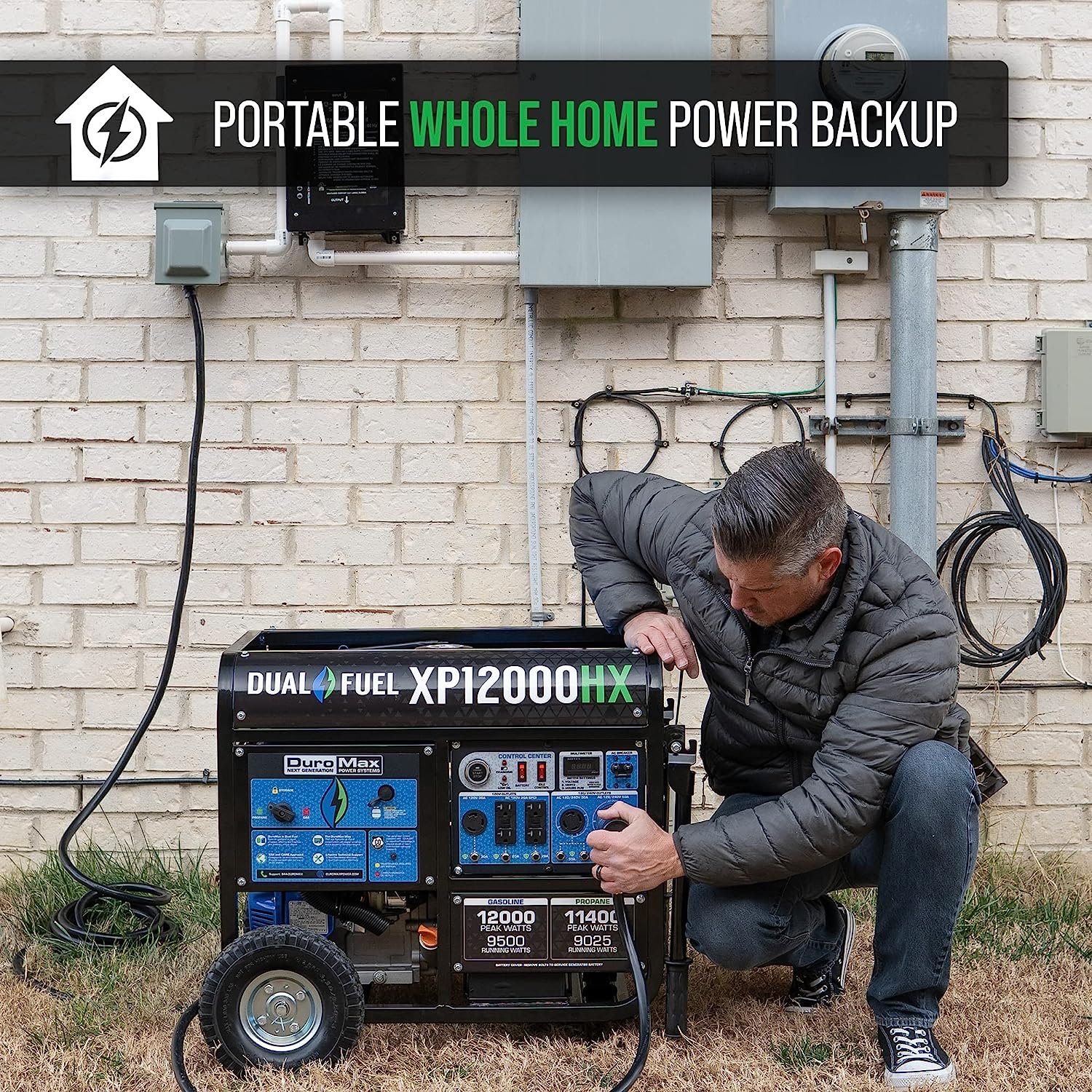 DuroMax XP12000HX Dual Fuel Portable Generator-12000 Watt Gas Or ...