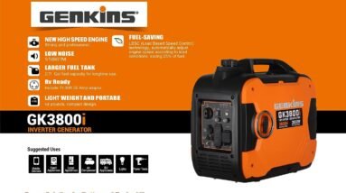 genkins 3800 watt portable inverter generator ultra quiet rv ready emergency home back up recreation etc gas powered epa 4