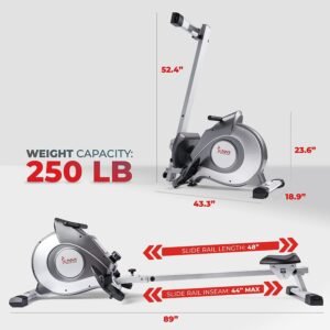 sunny health fitness smart magnetic rowing machine with extended slide rail with optional exclusive sunnyfita app enhanc 4