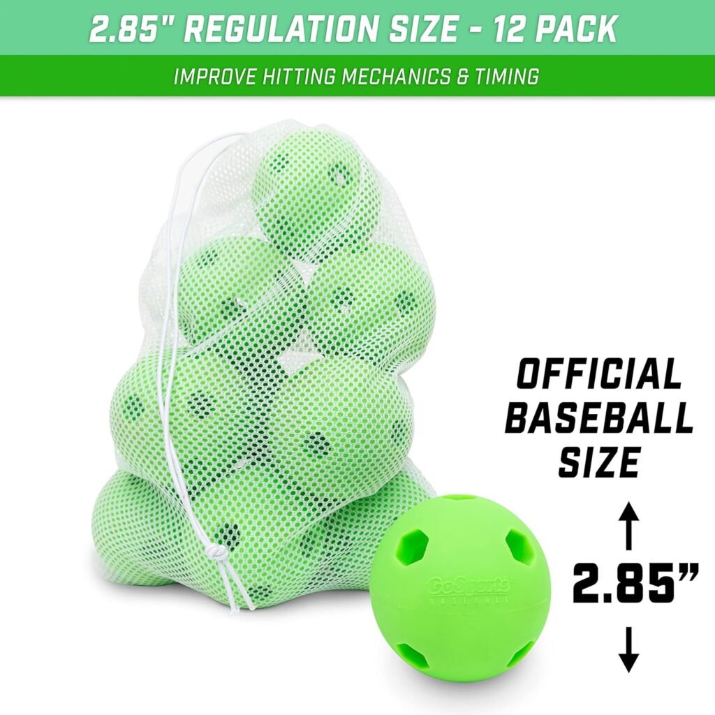 GoSports Baseball  Softball Limited Flight Modern Training Balls - 12 Pack - Regulation Size, Choose Your Sport