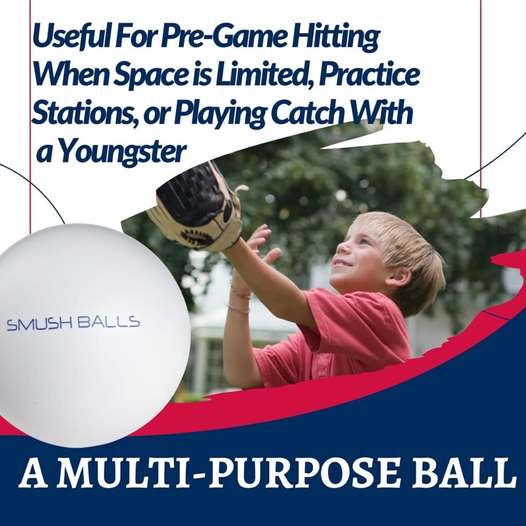 Smushballs Baseball  Softball Limited Flight Batting Practice Balls with Covey Bag - (Multi-Pack Variations) - Soft Foam Baseballs Smush Balls for Indoor Outdoor Hitting Training