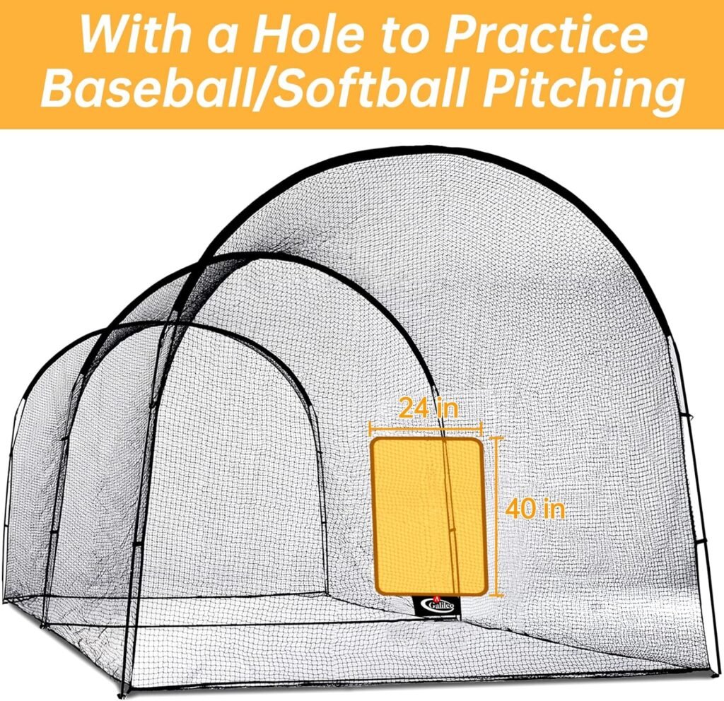 Gagalileo Batting Cage Baseball Cage Net Softball Cages, Heavy Duty Netting Backstop for Backyard, Training Softball Baseball for Pitching Pitchers 22x12x10FT