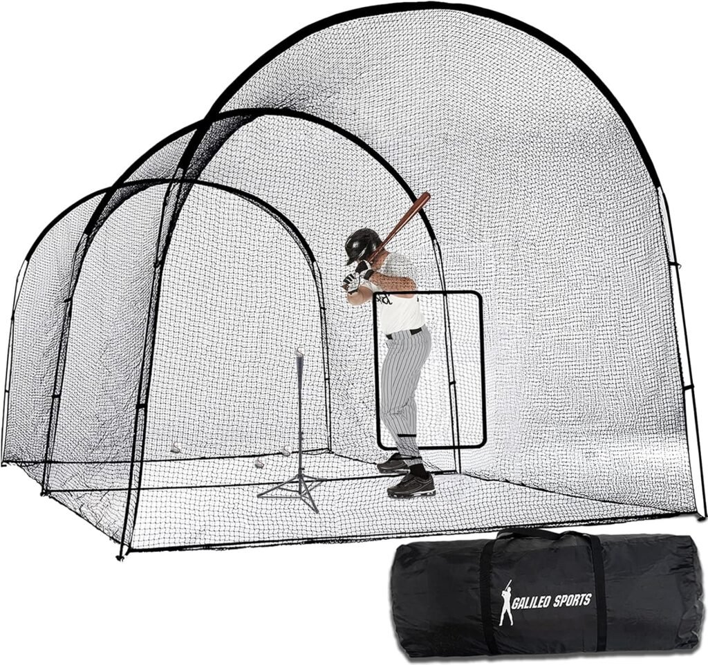 Gagalileo Batting Cage Baseball Cage Net Softball Cages, Heavy Duty Netting Backstop for Backyard, Training Softball Baseball for Pitching Pitchers 22x12x10FT