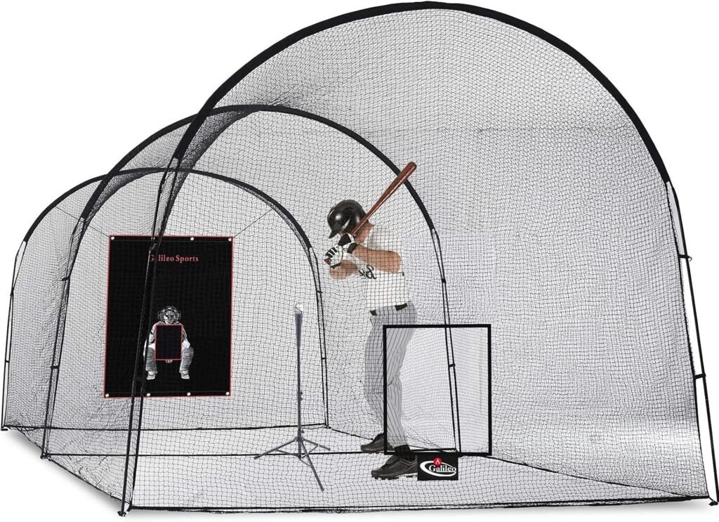 Gagalileo Batting Cage Baseball Cage Net Softball Cages, Heavy Duty Netting Backstop for Backyard, Training Softball Baseball for Pitching Pitchers 22x12x10FT