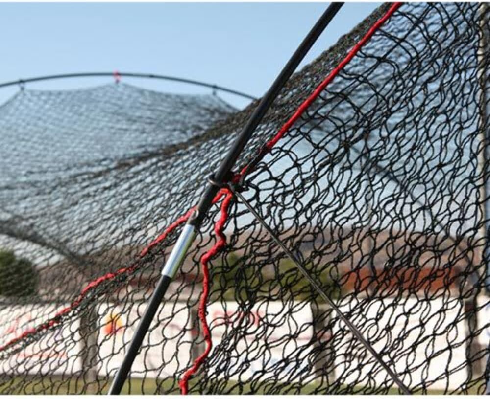 HEATER SPORTS PowerAlley Baseball and Softball Batting Cage Net and Frame, With Built In Pitching Machine Harness For Safety (Machine NOT Included)