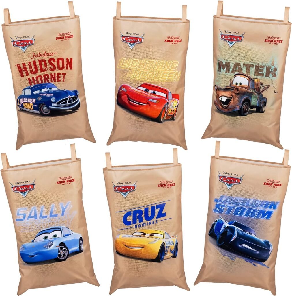 Disney Pixar Sack Race Party Games by GoSports - 6 Pack Bags for Kids - Mickey  Friends, Cars, and Roo Racers