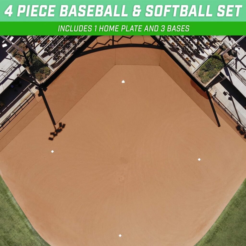 GoSports Baseball  Softball 4 Piece Premium Base Set - Heavy-Duty for Athletes