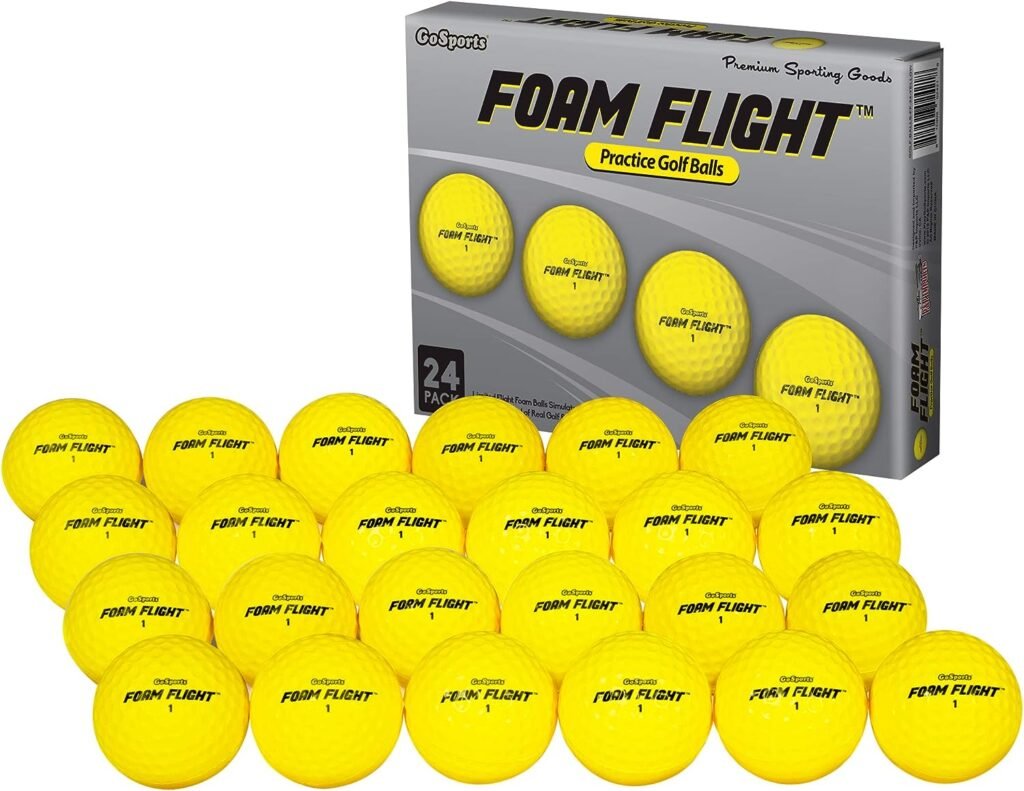 GoSports Foam Flight Practice Golf Balls - Pack of 24 Limited Flight Training Balls -Choose Between Classic White or Hi-Vis Yellow