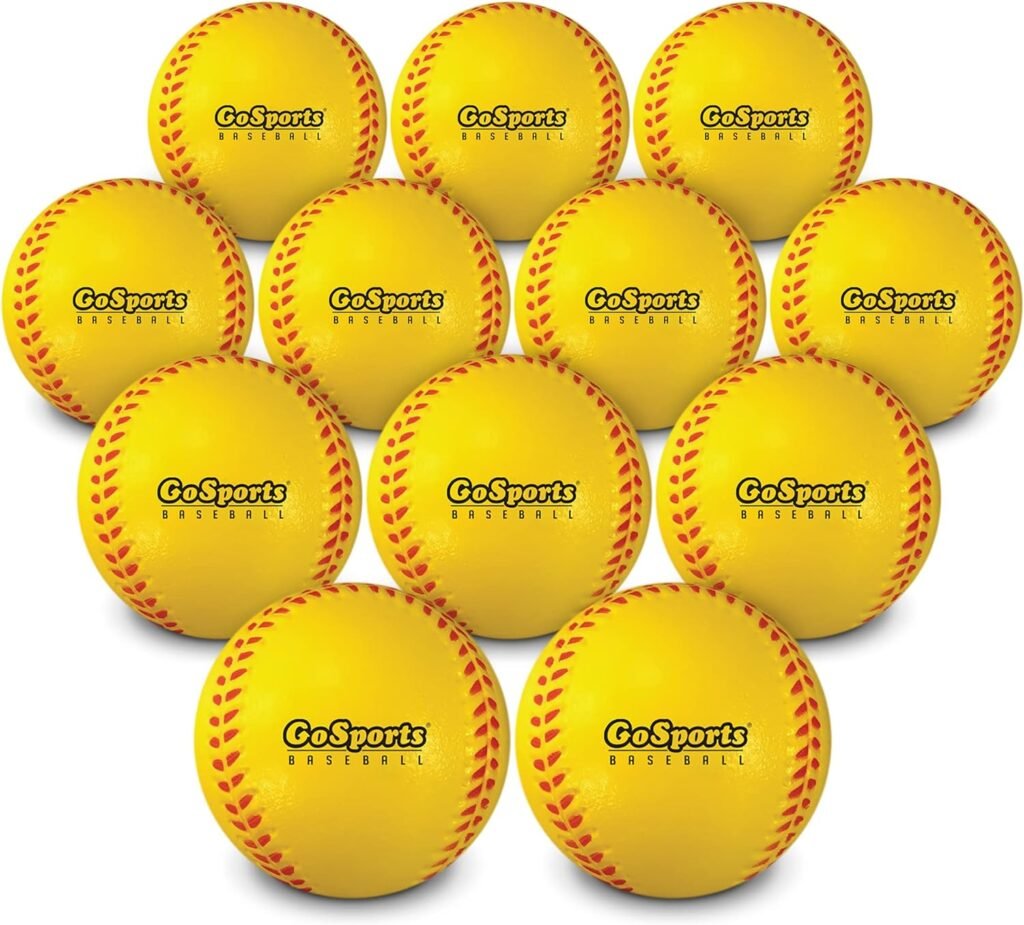 GoSports Foam Training Baseball 12 Pack - Regulation Size Foam Baseballs for Soft  Safe Throwing, Catching and Batting Practice