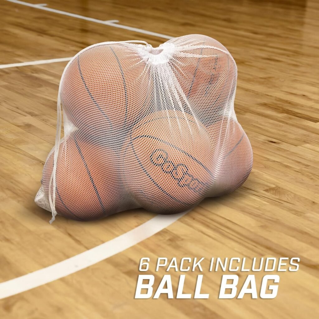 GoSports Indoor/Outdoor Rubber Basketballs - Six Pack of Size 6 or Size 7 Balls with Pump  Carrying Bag - Choose Your Size