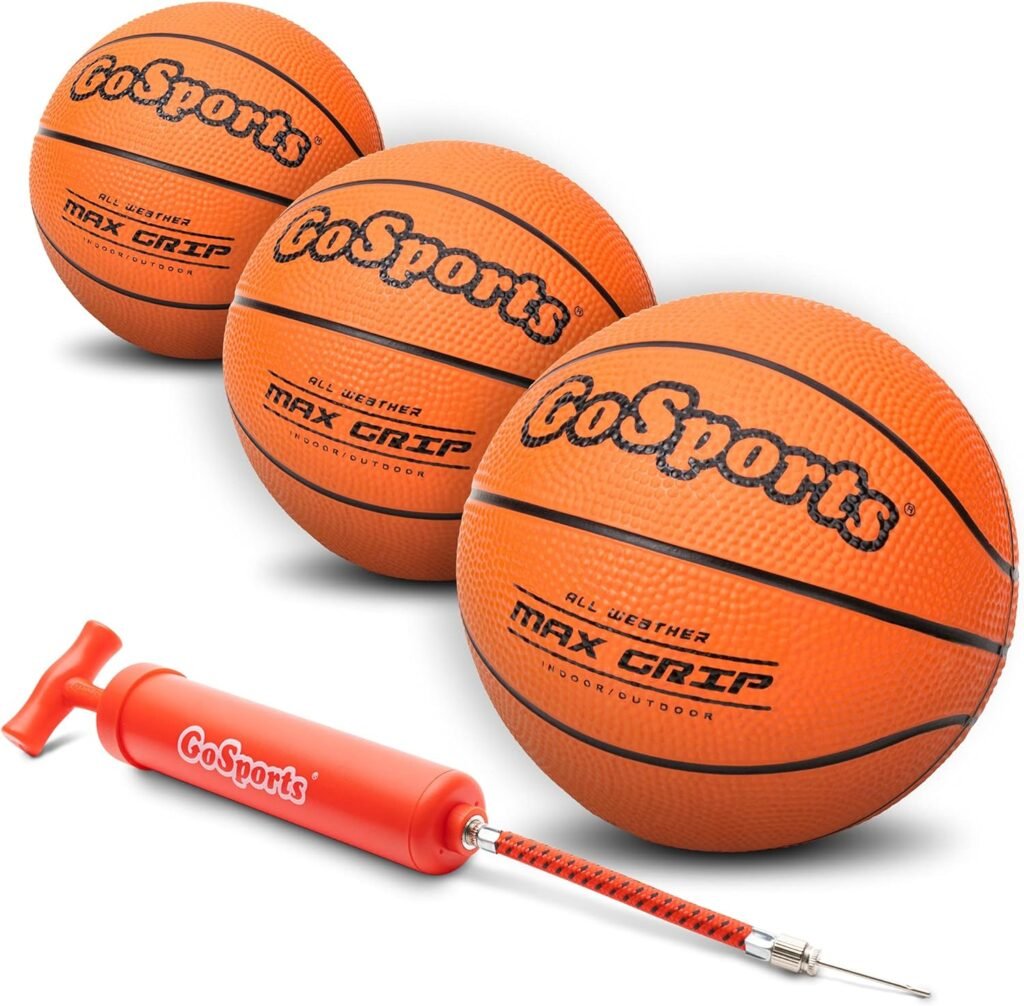 GoSports Mini Basketball 3 Pack with Premium Pump Perfect for Mini Hoops