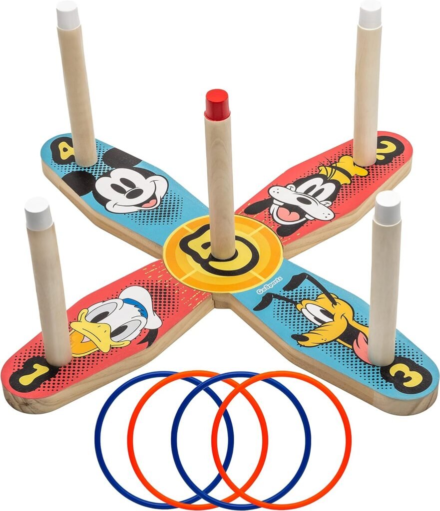 GoSports Premium Wooden Ring Toss Game for Kids  Adults