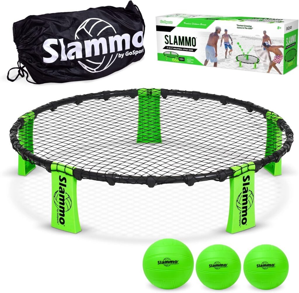 GoSports Slammo Game Set (Includes 3 Balls, Carrying Case and Rules) - Outdoor Lawn, Beach  Tailgating Roundnet Game for Kids, Teens  Adults