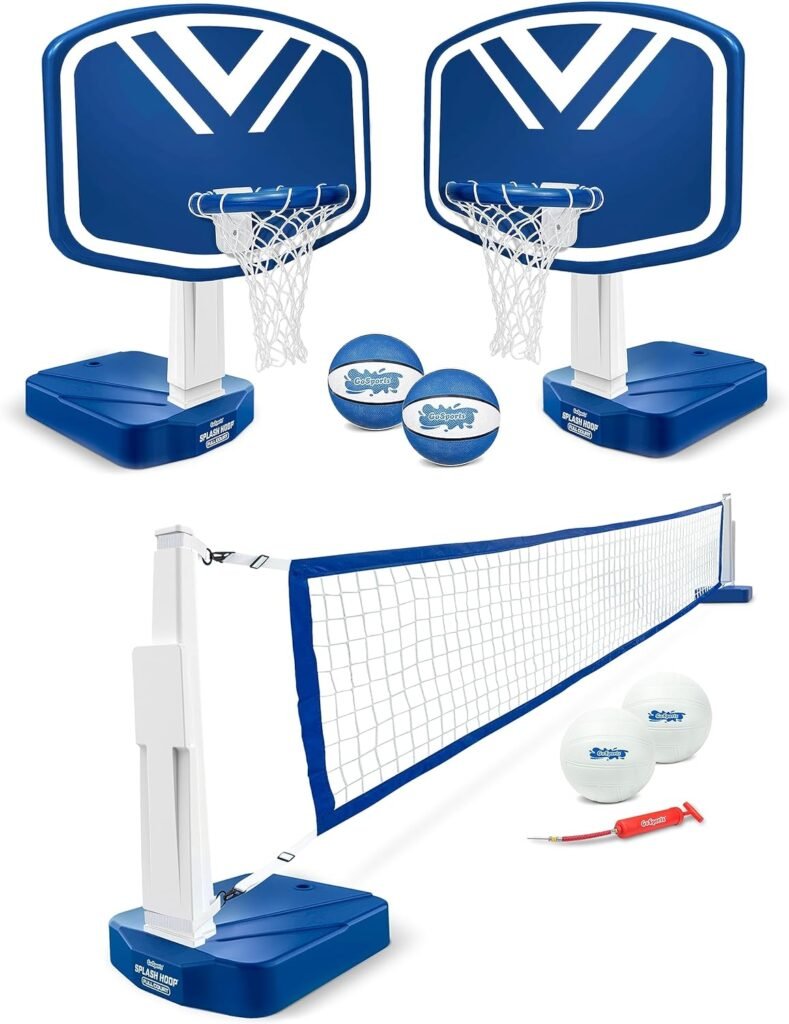 GoSports Splash Hoop 2-in-1 Full Court Pool Basketball  Volleyball Game Set