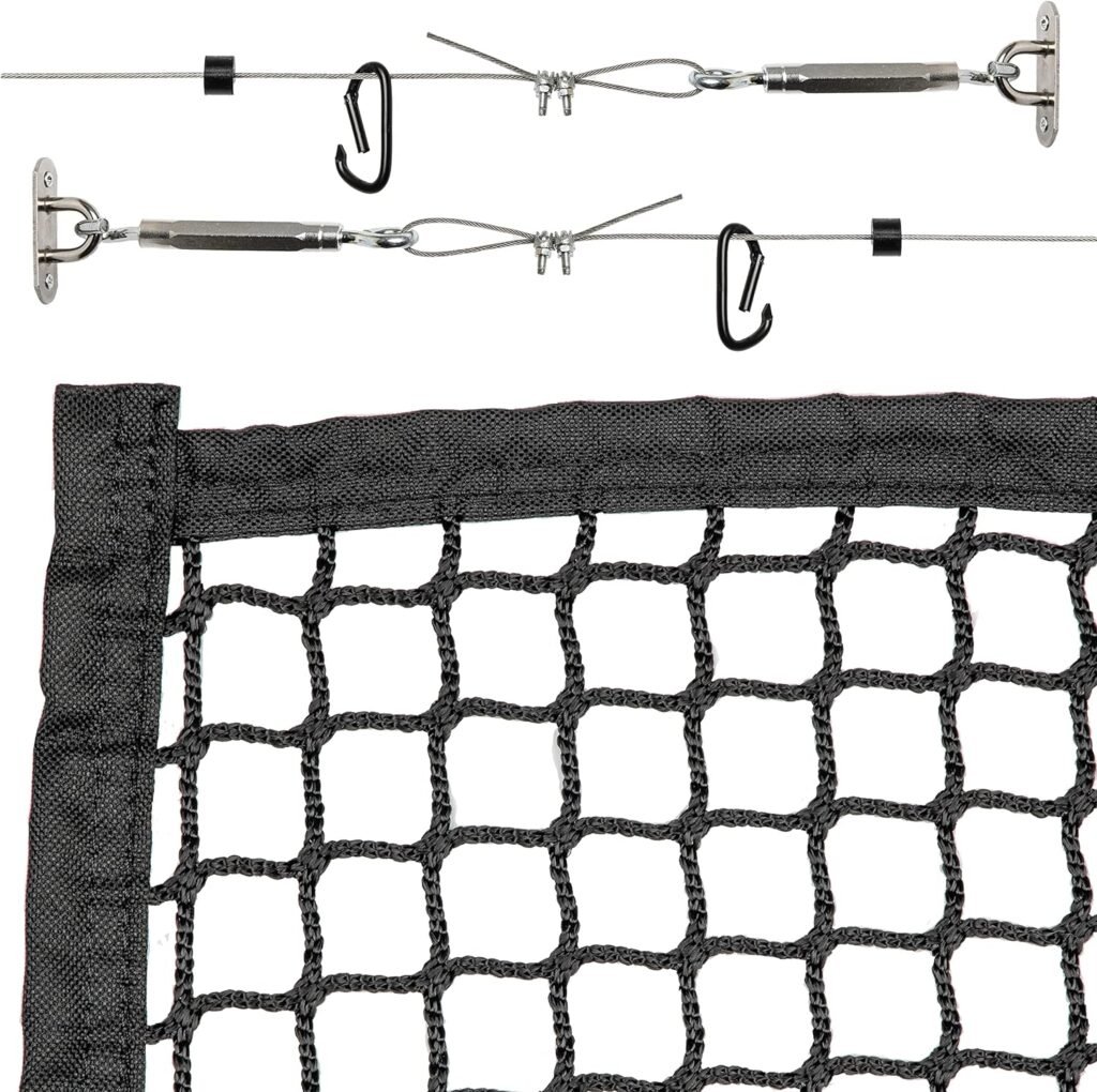 GoSports Sports Netting with Wire Hanging Kit - Hitting Net for Golf, Baseball, Hockey, Soccer, LAX and More - 10 ft, 15 ft, 20 ft