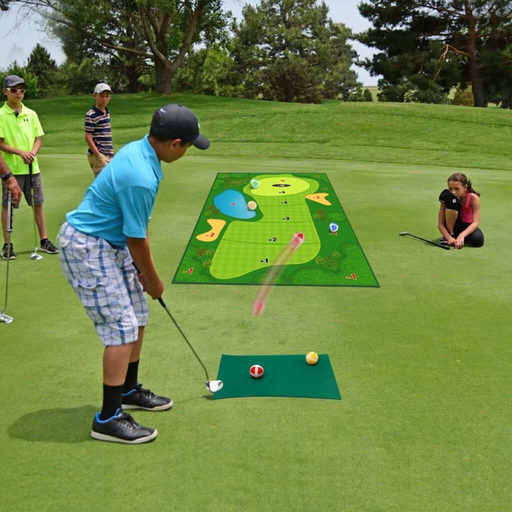 TOY Life Chipping Golf Game Mat Indoor Outdoor Games for Adults and Family Kids Outdoor Play Equipment Stick Chip Game Indoor Golf Set Backyard Games Outdoor Toys for Kids