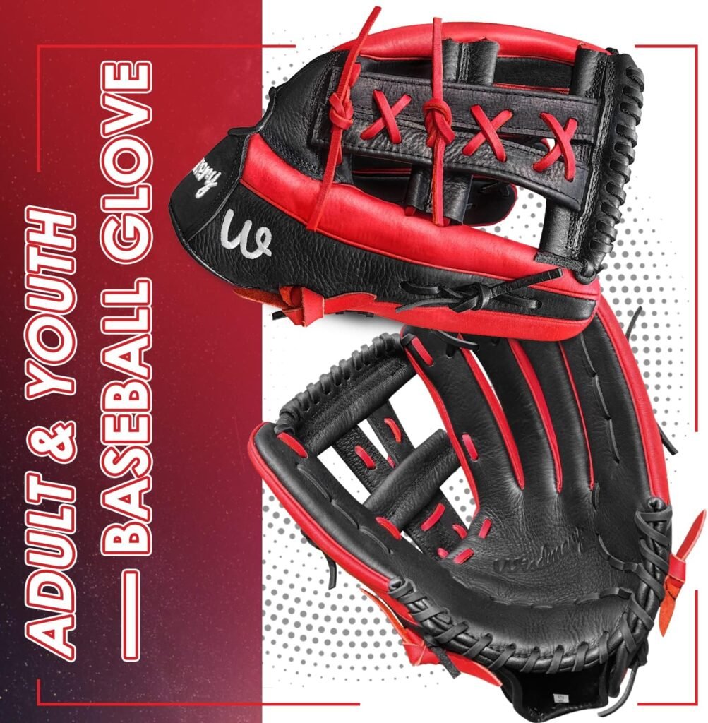 WISDMERY Full Grain Leather Baseball Softball Glove Adult Youth Infield Outfield