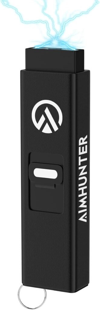 AIMHUNTER 10 Mini Volt Micro Stun Gun for Woman Worlds Smallest Stun Gun Rechargeable with LED Flashlight Safety Switch (Black)