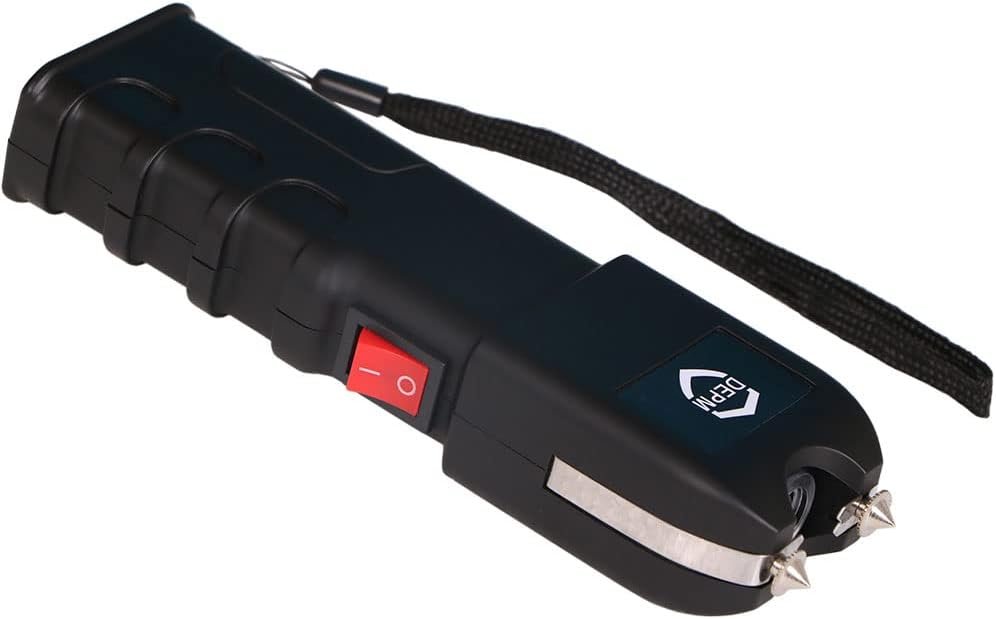 DEPM Stun Gun with Flashlight and Anti-Grab Bar Technology, Heavy Duty Stun Gun, Black Stun Gun