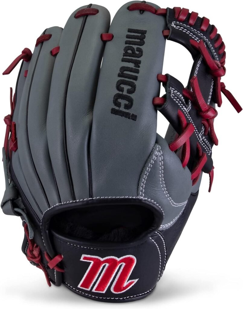 Marucci boys Right Hand Thrower Baseball Glove, 11.50 - GRAY/RED