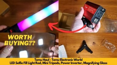Temu Haul - Temu Electronic World | LED Light Bar, Mini Tripods, Power Inverter, Magnifying Glass