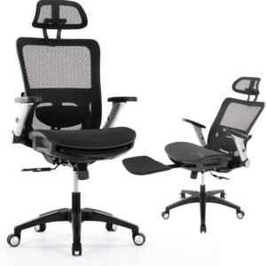 ergonomic mesh office chair with footrest high back computer executive desk chair with headrest and 4d flip up armrests