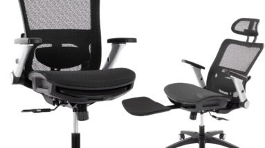 ergonomic mesh office chair with footrest high back computer executive desk chair with headrest and 4d flip up armrests