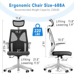 ergonomic office chair computer mesh chair home office desk chairs with adjustable headrest and height high back swivel
