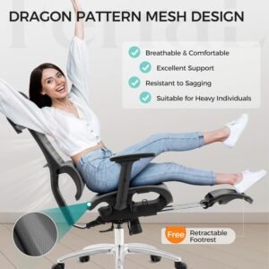 ergonomic office chair high back mesh office chair with adaptative lumbar support 3d adjustable armrest seat depth rolli 1