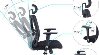 ticova ergonomic office chair high back desk chair with adjustable lumbar support headrest 3d metal armrest 130 rocking 1 1