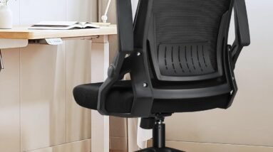 comhoma computer desk chair ergonomic office chair with flip up armrests foldable mesh task chair with wheels adaptive l